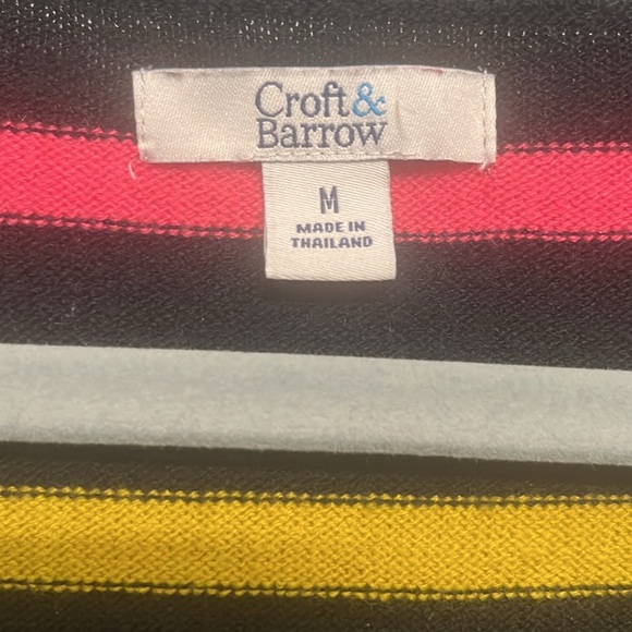 Croft & Barrow Soft V-neck Sweater Navy Striped Pullover Size Medium - Picture 5 of 10